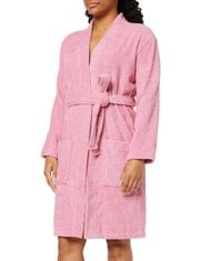 10 X IRIS & LILLY WOMEN'S SHORT TERRY TOWELLING DRESSING GOWN, PINK, 10.