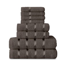 8 X GC GAVENO CAVAILIA 8 PIECE TOWEL BALE SET - EGYPTIAN COTTON | FACE TOWEL | HAND TOWEL | BATH TOWEL | - QUICK DRY & HIGHLY ABSORBENT TOWELS DARK GREY - WASHABLE TOWELS FOR BATHROOM.