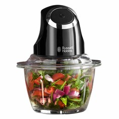 QTY OF ITEMS TO INCLUDE 6X ASSORTED KITCHEN ITEMS TO INCLUDE RUSSELL HOBBS DESIRE ELECTRIC FRUIT & VEGETABLE MINI CHOPPER, 1L GLASS BOWL WITH 500ML FOOD CAPACITY & STORAGE LID, DISHWASHER SAFE PARTS,