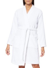 QTY OF ITEMS TO INCLUDE APPROX 10X ASSORTED CLOTHING TO INCLUDE IRIS & LILLY WOMEN'S SHORT TERRY TOWELLING DRESSING GOWN, WHITE, 12, IRIS & LILLY WOMEN'S SHORT COTTON WAFFLE DRESSING GOWN, WHITE, 10.