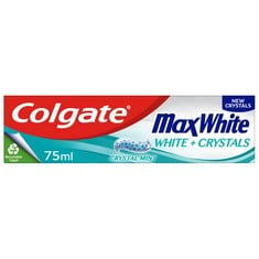 50 X COLGATE MAX WHITE WHITE + CRYSTALS TOOTHPASTE 75ML, TEETH WHITENING TOOTHPASTE, RESTORES NATURAL WHITENESS, 10X LONGER LASTING COOLING THAN REGULAR FLUORIDE TOOTHPASTE, FIGHTS CAVITIES.