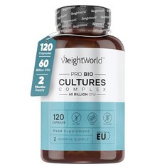 6 X BIO CULTURES COMPLEX PROBIOTICS & PREBIOTICS - 60 BILLION CFU - 2 MONTHS SUPPLY - 120 VEGAN PROBIOTIC COMPLEX CAPSULES FOR ADULTS - 20 GUT-FRIENDLY BACTERIAL CULTURES LIKE LACTOBACILLUS ACIDOPHIL