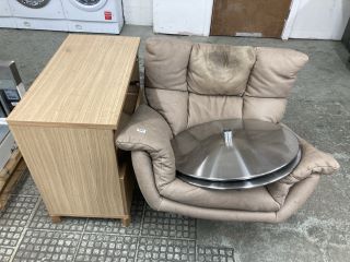 JOHN LEWIS LEATHER RELAXER CHAIR AND A CHEST OF DRAWERS