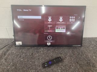 TCL 32" SMART HD LED TV MODEL 32R5530K (NO STAND, WITH REMOTE, SCRATCH ON SCREEN, SCRATCH ON CASE, SLIGHTLY CHIPPED, NO BOX)