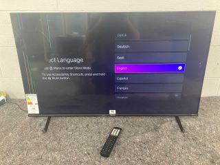 HISENSE 43" TV MODEL: 43E7KQTUK (SMASHED SCREEN, WITH REMOTE, WITH STAND, NO BOX)