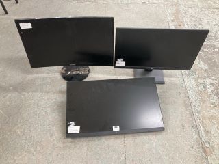 HP 22" MONITOR MODEL P22G4 (SMASHED/SALVAGE/SPARES)+HP 24" MONITOR MODEL HSQ-0147 (NO STAND, NO POWER SUPPLY, SCREEN FAULT, WITH BOX)+SAMSUNG 24" MONITOR MODEL C24F390FHR (SMASHED/SALVAGE/SPARES)