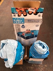 3 X ASSORTED POOL ITEMS TO INCLUDE BESTWAY STEEL PRO POOL 3.00X2.01M