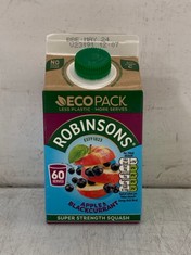 APPROX 51 X ROBINSONS APPLE & BLACKCURRANT ECO PACK SUPER STRENGTH SQUASH 500ML BBE-MAY/24 (COLLECTION ONLY)