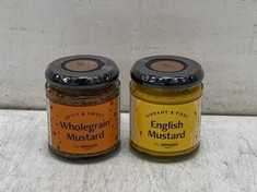 QTY OF ASSORTED LIQUIDS TO INCLUDE ENGLISH MUSTARD 185G TO INCLUDE WHOLEGRAIN MUSTARD 185G - BBE: 12/2024 (COLLECTION ONLY)