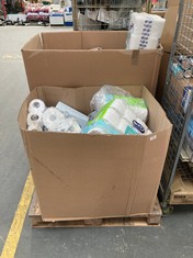 PALLET OF ASSORTED TOILET / KITCHEN ROLL TO INCLUDE NICKY ELITE TOILET TISSUE 24 ROLLS OF 3 PLY TOILET PAPER