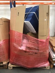 PALLET OF ASSORTED ITEMS TO INCLUDE APPROX 90CM FOLDABLE MEMORY FOAM MATTRESS TOPPER