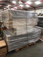 PALLET OF ASSORTED BED BASES / PARTS TO INCLUDE APPROX 150CM BED BASE IN MEDIUM GREY FABRIC