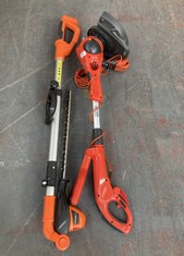 FLYMO GARDEN STRIMMER TO INCLUDE YARDFORCE LONG REACH POLE HEDGE TRIMMER