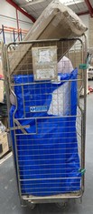 CAGE OF ASSORTED ITEMS TO INCLUDE MOTHER NUTURE 70CM FOAM COT MATTRESS (CAGE NOT INCLUDED)