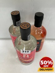 3 X BOTTLES OF ASSORTED GIN TO INCLUDE SHETLAND REEL WILDFIRE SPICED GIN 70CL