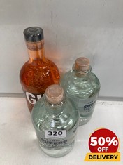 3 X BOTTLES OF ASSORTED SPIRITS TO INCLUDE PREMIUM SUPERB VODKA CLASSIC 70CL