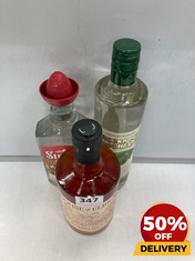 3 X BOTTLES OF ASSORTED SPIRITS TO INCLUDE HOUSE OF ELRICK BARRELMANS SPICED RUM 70CL