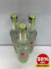 3 X BOTTLES OF J.J.WHITELEY FAMILY DISTILLERS APPLE & LIME RUSSIAN VODKA 38% VOL 70CL