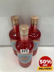 3 X BOTTLES OF JIN MALLOWS STRAWBERRY AND COCONUT DISTILLED GIN 70CL