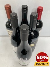 6 X BOTTLES OF ASSORTED RED WINE TO INCLUDE DOMAINE DU CRES LES 44ENTS FITOU DRY RED WINE 75CL