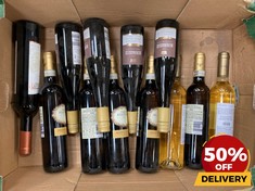 12 X BOTTLES OF ASSORTED WINE TO INCLUDE PILLITTERI ESTATES WINERY VIDAL ICE WINE 37.5ML