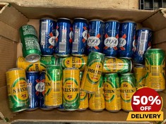 24 X CANS OF ASSORTED LAGERS TO INCLUDE KRONENBOURG 1664 440ML