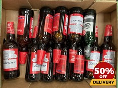 12 X BOTTLES OF ASSORTED LAGERS TO INCLUDE BUDWEISER KING OF BEERS 660ML