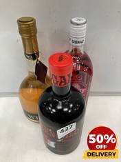 3 X BOTTLES OF ASSORTED SPIRITS TO INCLUDE RON BENGALO RUM FROM TRINIDAD 700ML