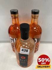 3 X BOTTLES OF ASSORTED GINS TO INCLUDE SHETLAND REEL WILDFIRE SPICE GIN 70CL