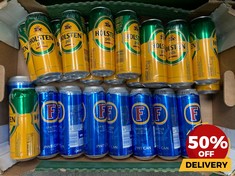 24 X CANS OF ASSORTED LAGERS TO INCLUDE HOLSTEN PILS PREMIUM LAGER 500ML