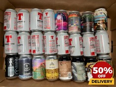 24 X CANS OF ASSORTED STOUTS/ALES/LAGERS TO INCLUDE DOCKS BEERS MIDNIGHT OIL CHOCOLATE AND VANILLA STOUT 330ML