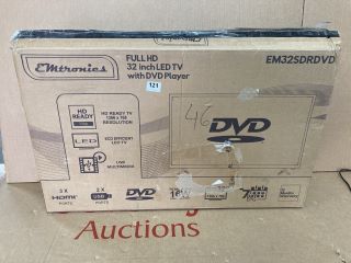 EMTRONICS 32" HD READY LED TV DVD COMBI MODEL: EM32SDRDVD (SMASHED, SALVAGED)