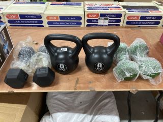 3 X SETS OF WEIGHTS INC SET OF 8KG DUMBELLS