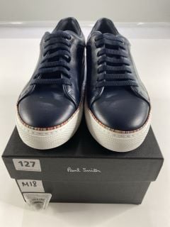 PAUL SMITH MEN'S SHOE BASSO DARK NAVY MULTI PIPING. SIZE: 7, MADE FROM: MENS SHOE 100% CALF LEATHER UPPER/RUBBER SOLE. RRP: £300