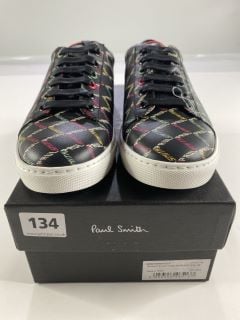 PAUL SMITH WOMEN SHOE HASSLER BLACK GEO PRINT, SIZE-38, 100% CALF LEATHER UPPER/RUBBER SOLE -RRP £350