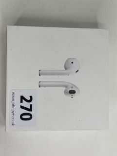 APPLE AIRPODS EARPHONES IN WHITE: MODEL NO A2031 A2032 A1602 (WITH BOX(NO CHARGE CABLE))  [JPTN40993]