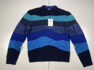 PAUL SMITH MEN'S PULLOVER CREW NECK. SIZE: S, MADE FROM: 45% LAMBSWOOL 18% WOOL 16% POLYAMIDE 9% ACRYLIC 6% KID MOHAI. RRP: £200