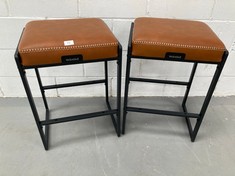 2 X VASAGLE EKHO SET OF 2 BROWN FAUX LEATHER BAR STOOLS .