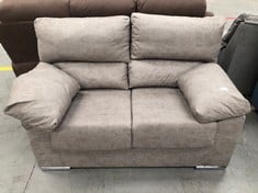 BROWN TWO SEATER SOFA (BROKEN AT THE SIDE) .