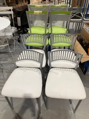 8 X KITCHEN CHAIRS OF VARIOUS MODELS AND SIZES (ONE OF THEM BROKEN).