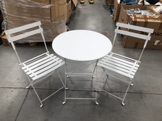 GARDEN TABLE AND CHAIRS WHITE COLOUR .