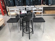 6 X KITCHEN CHAIRS IN VARIOUS MODELS AND SIZES INCLUDING BLACK STOOL.