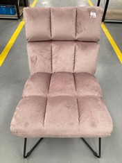 AC DESIGN FURNITURE POWDER PINK FABRIC ARMCHAIR WITH METAL BASE .