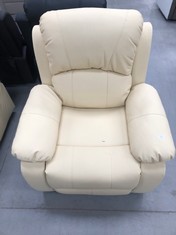 CREAM ASTAN CHAIR, SELF-HELP AND MASSAGE (BROKEN AT THE FRONT).