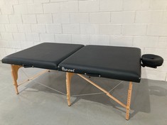 QUIRUMED STRETCHER WITH WOODEN FRAME BLACK COLOUR 200X105CM HAS ITS TRANSPORT BAG.