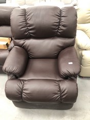 ASTAN CHOCOLATE COLOURED SELF-HELP AND MASSAGE CHAIR (BROKEN AT THE BACK).