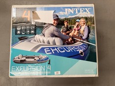 INTEX EXCURSION 4, SET OF INFLATABLE BOAT AND 2 PADDLES UNISEX ADULT, GREY, 315 X 165 X 43 CM.