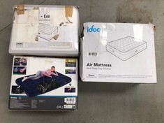 3 X INFLATABLE MATTRESSES OF VARIOUS MODELS AND SIZES INCLUDING IDOO AIR MATTRESS .