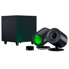 RAZER NOMMO V2 PRO - FULL RANGE 2.1 PC GAMING SPEAKERS WITH WIRELESS SUBWOOFER (3-INCH FULL RANGE DRIVERS WITH ALUMINIUM PHASE CORRECTORS, THX SPATIAL AUDIO) BLACK.