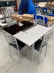 FOLDING TABLE FOR HOME BLACK AND GREY COLOUR AND 4 CHAIRS BLACK COLOUR (BROKEN TABLE).